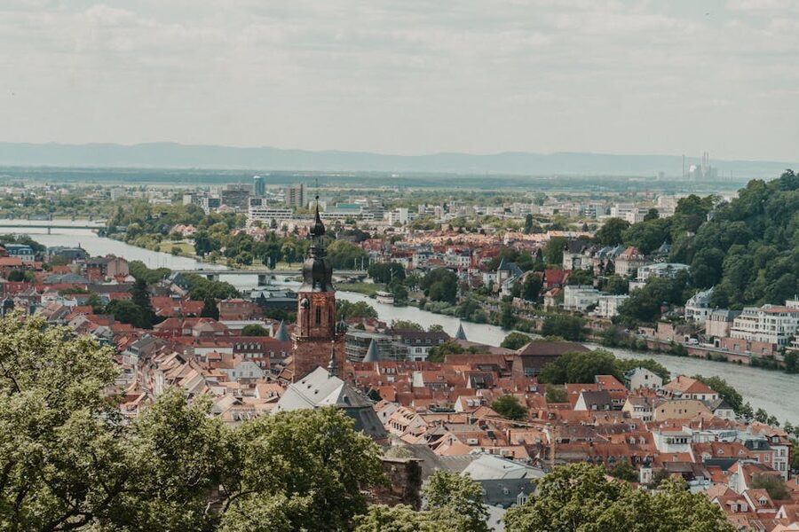 Heidelberg Castle on the hillside above the Neckar River