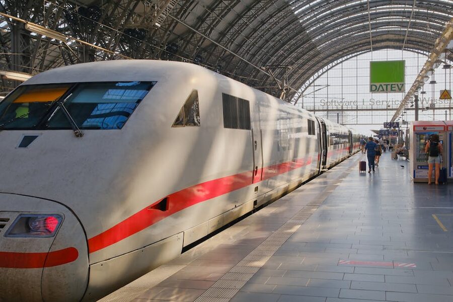 ICE high-speed train at Frankfurt Hauptbahnhof platform