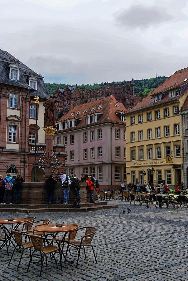 Heidelberg Marktplatz looking toward the castle