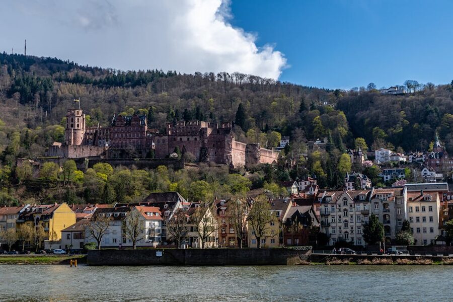 Heidelberg Castle and Neckar River viewed from across the water