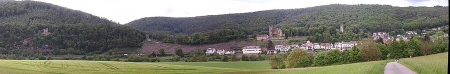 Neckarsteinach four castles panorama on the Neckar