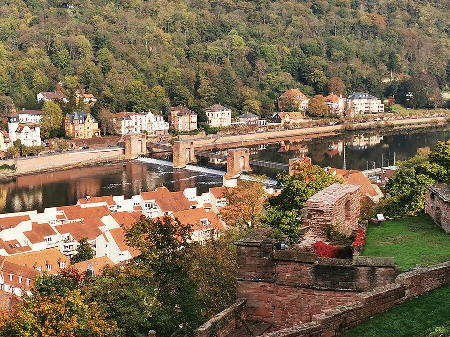 Staustufe Heidelberg lock seen from the castle