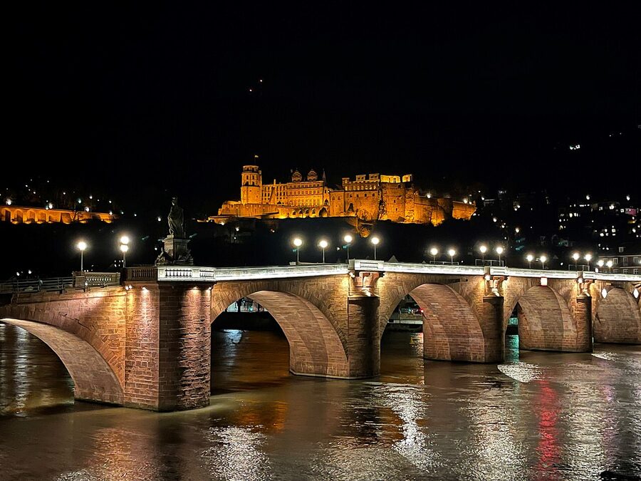 Heidelberg Castle illuminated at night