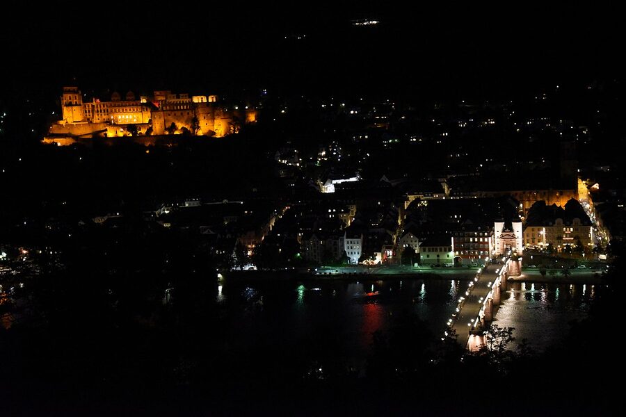 Heidelberg Castle and Old Bridge at night