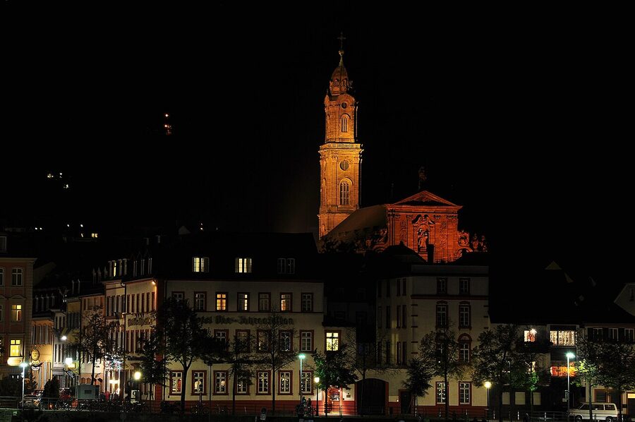 Jesuitenkirche Heidelberg at night