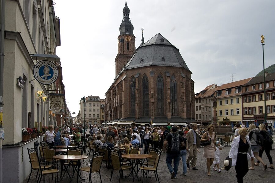 Heidelberg Marktplatz with the Heiliggeistkirche in afternoon light