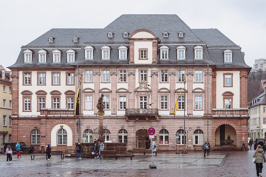 Heidelberg Rathaus at sunset on Marktplatz