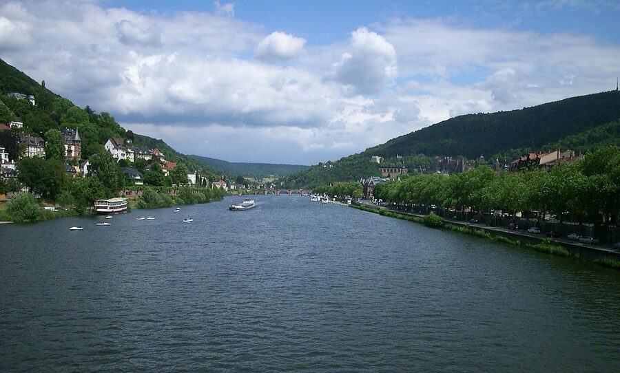 Heidelberg Old Bridge over the Neckar from the river