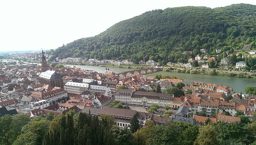 View of Heidelberg Old Town from the castle terrace