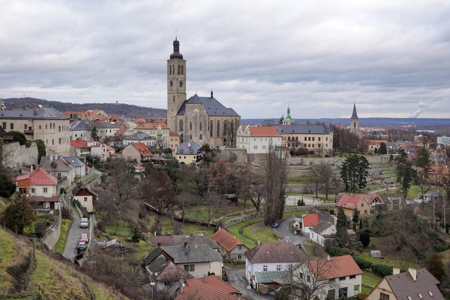Kutna Hora aerial view of St Barbara cathedral