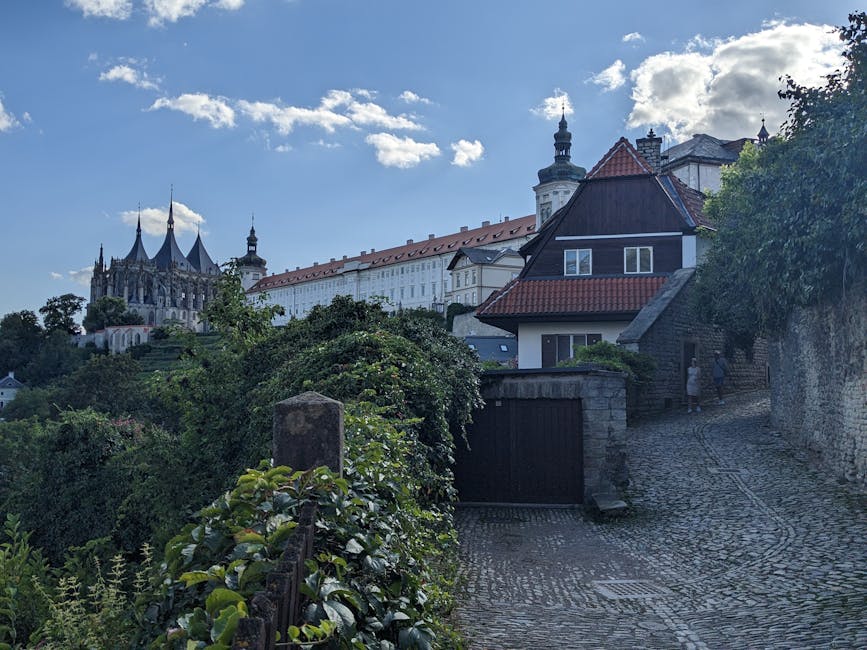 Kutna Hora cobblestone street historic centre