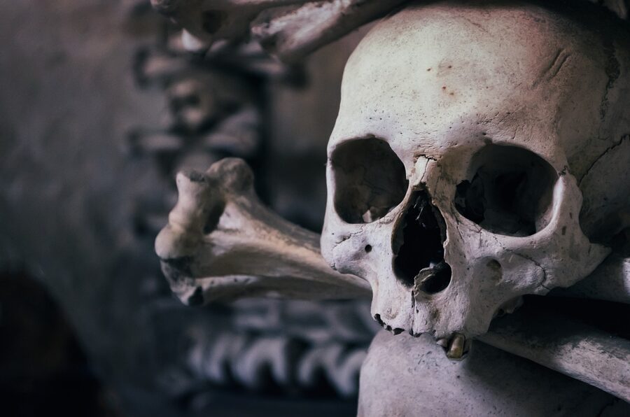 Skull stack Sedlec Ossuary Kutna Hora bones