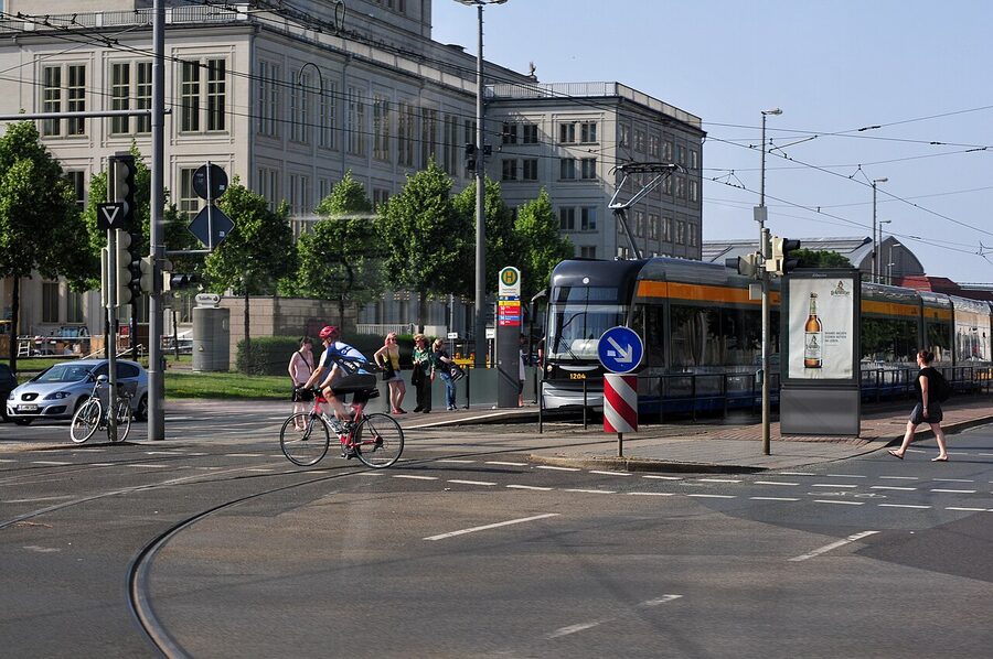 Augustusplatz tram stop in Leipzig