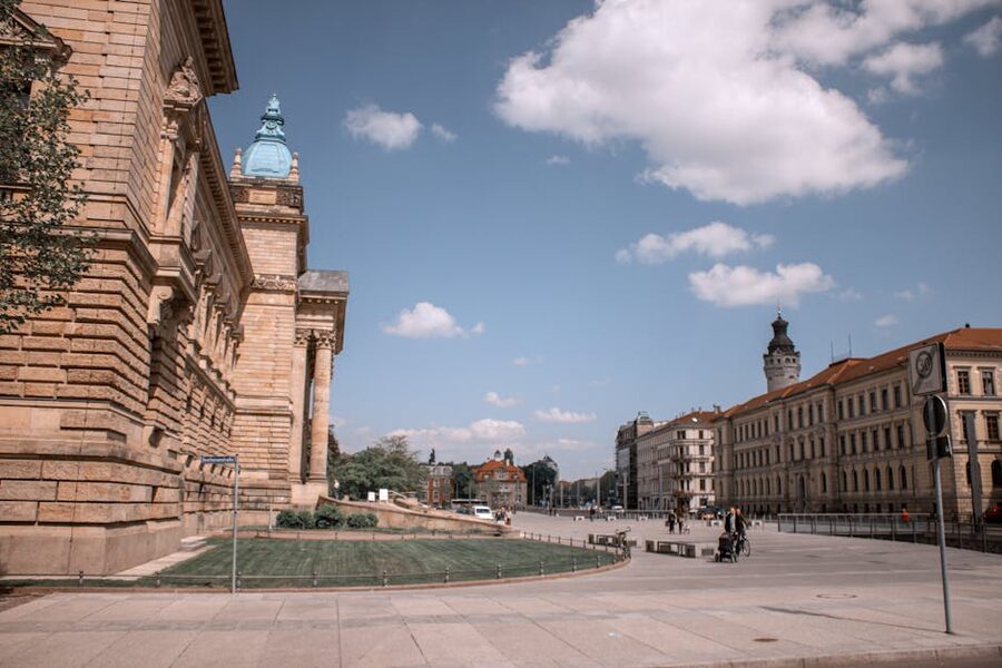 Leipzig old town in summer with classical architecture