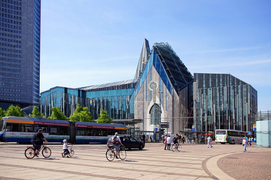 Augustusplatz Leipzig with university and Paulinum church