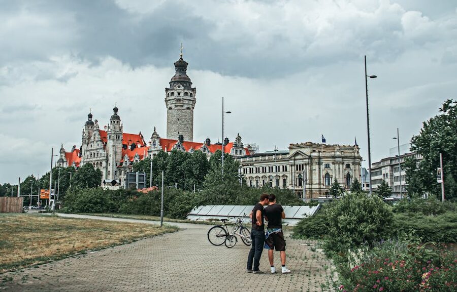 Leipzig historic old town with bicycles