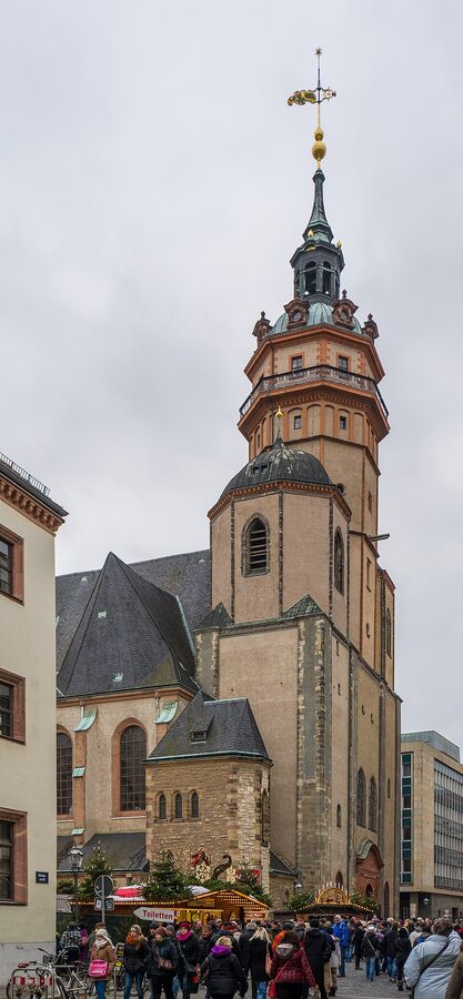 Nikolaikirche Leipzig exterior in pedestrian zone