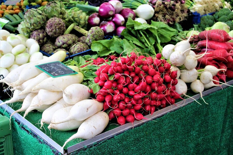 Viktualienmarkt vegetables stall Munich