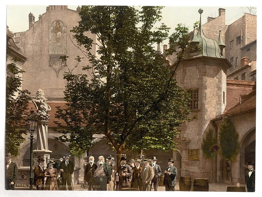 Hofbrauhaus inner court historic photochrom print