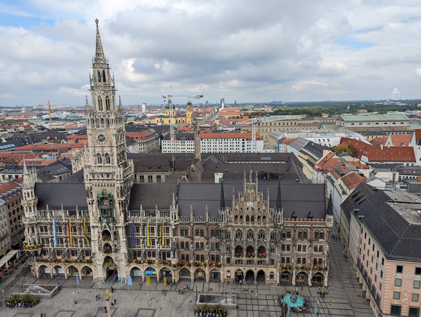 Marienplatz Munich aerial historic architecture