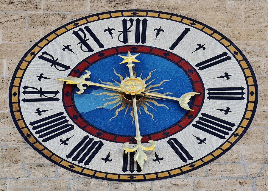 Munich New Town Hall clock tower with Glockenspiel at Marienplatz