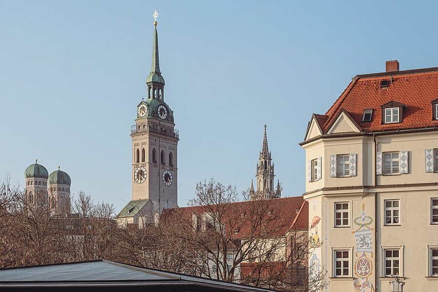 St Peter church Munich Old Town tower view