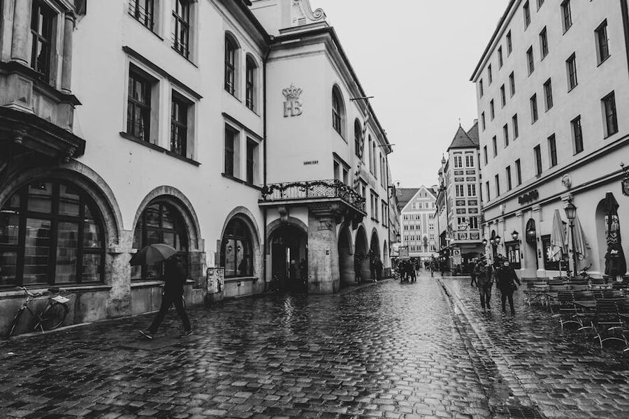 Munich old town street walking historic architecture