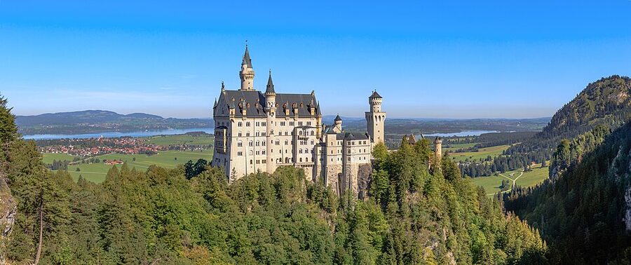 Neuschwanstein Castle side view from below