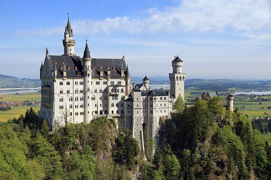 Neuschwanstein Castle viewed from Marienbrücke bridge