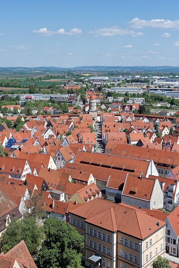 Nordlingen Bavaria seen from the Daniel tower of St. Georges Church