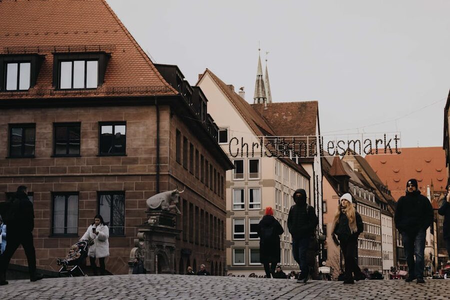 Nuremberg Christmas market street view