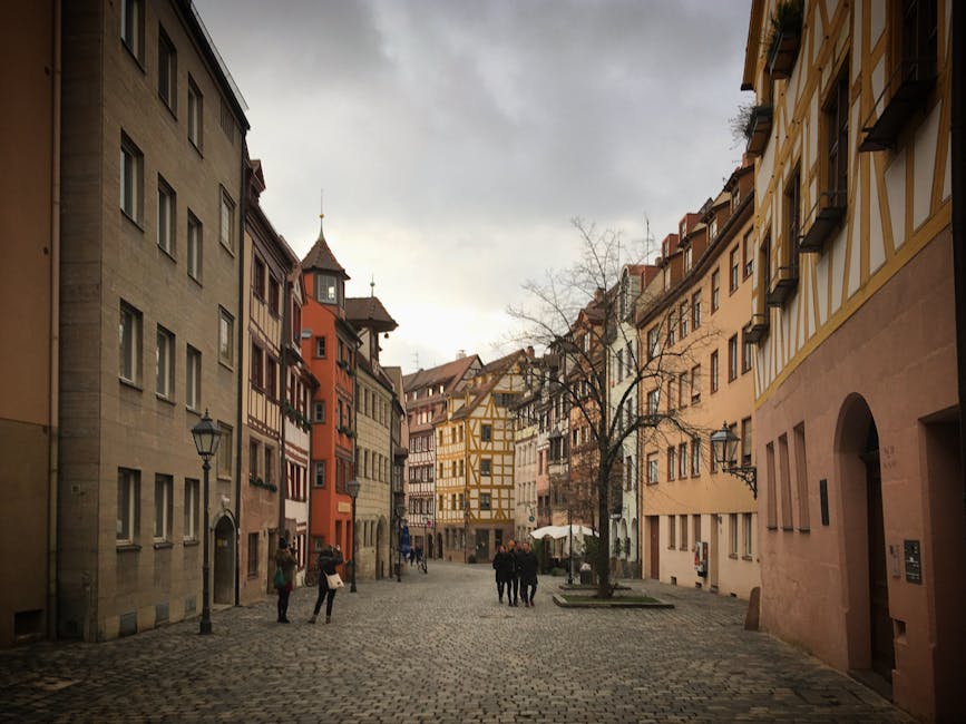 Cobblestone street in Nuremberg old town