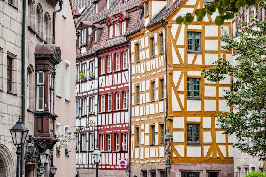 Colorful half-timbered houses in Nuremberg