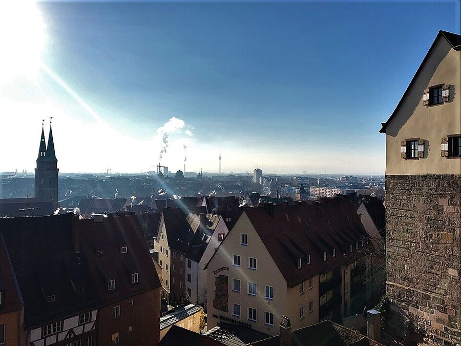 View of Nuremberg old town from the castle
