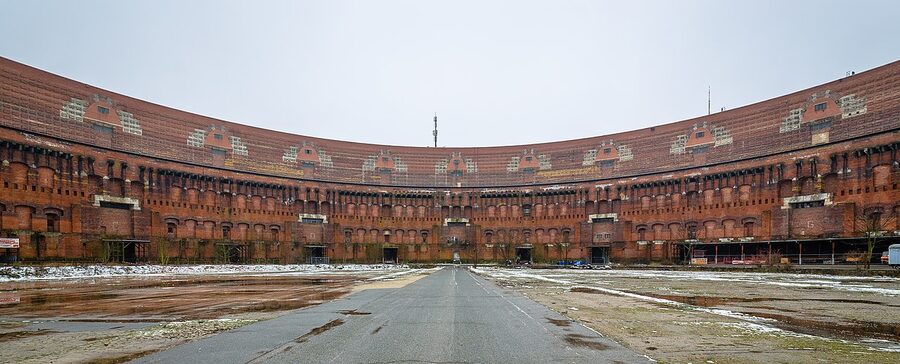 Inside the unroofed atrium of the Congress Hall at the Nuremberg Rally Grounds