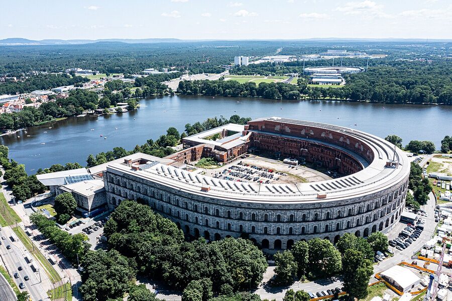 View showing both the Congress Hall and Zeppelin Grandstand at Nuremberg