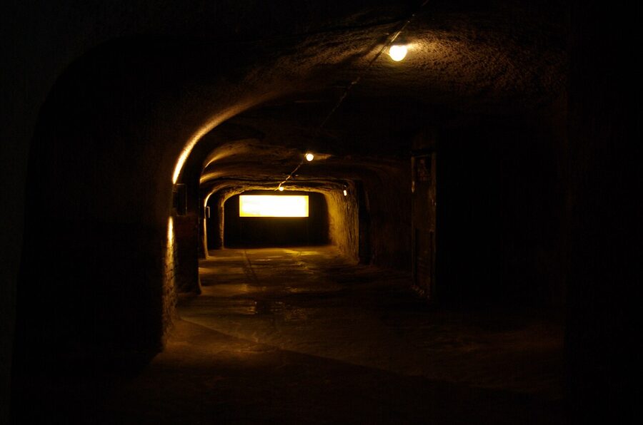 Sandstone passage in Nuremberg's Felsengaenge tunnels