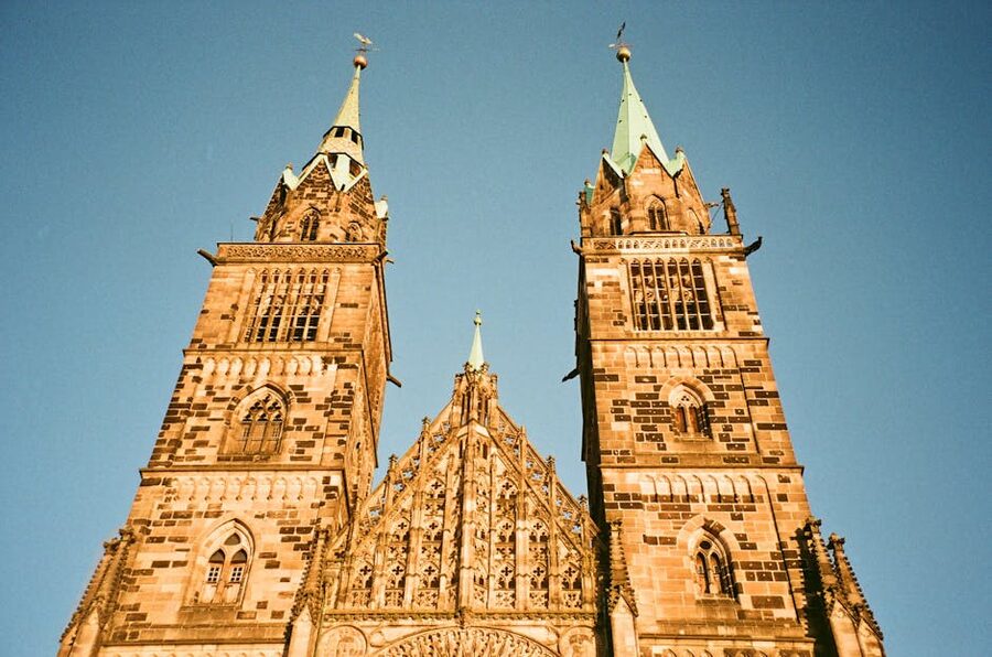 Nuremberg old town towers and Gothic architecture