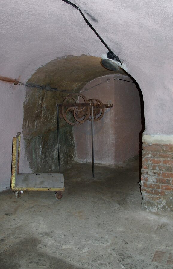 Steep rock-cut stairway in Nuremberg underground