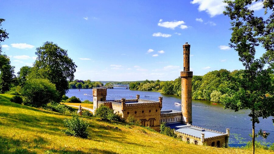 Havel river and Babelsberg Castle in Potsdam