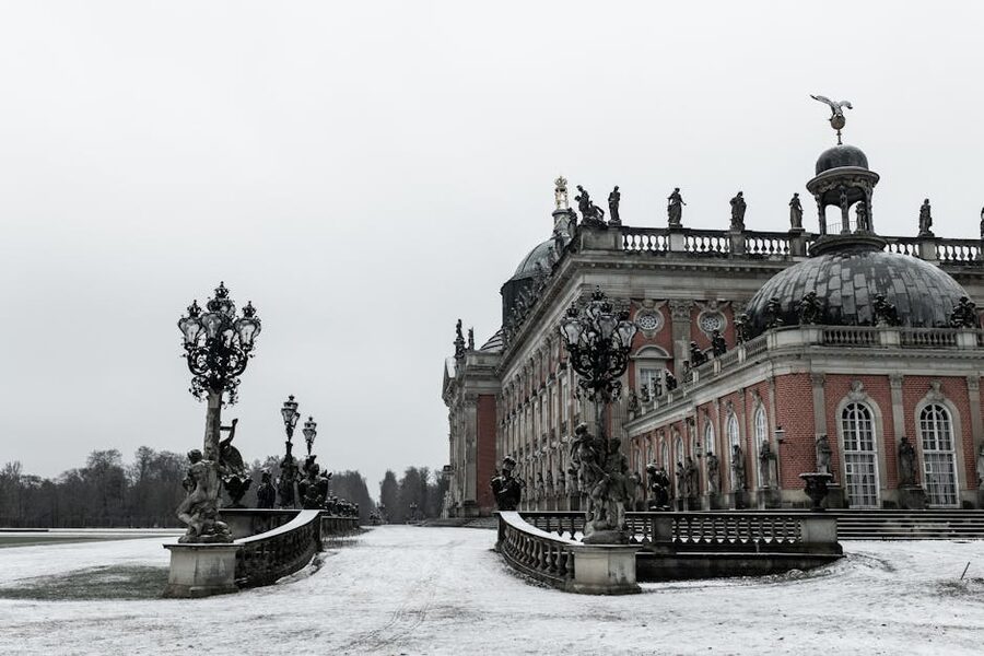 Neues Palais New Palace in Potsdam winter snow