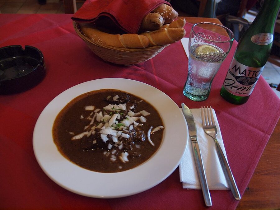 Czech goulash with bread dumplings served in Prague