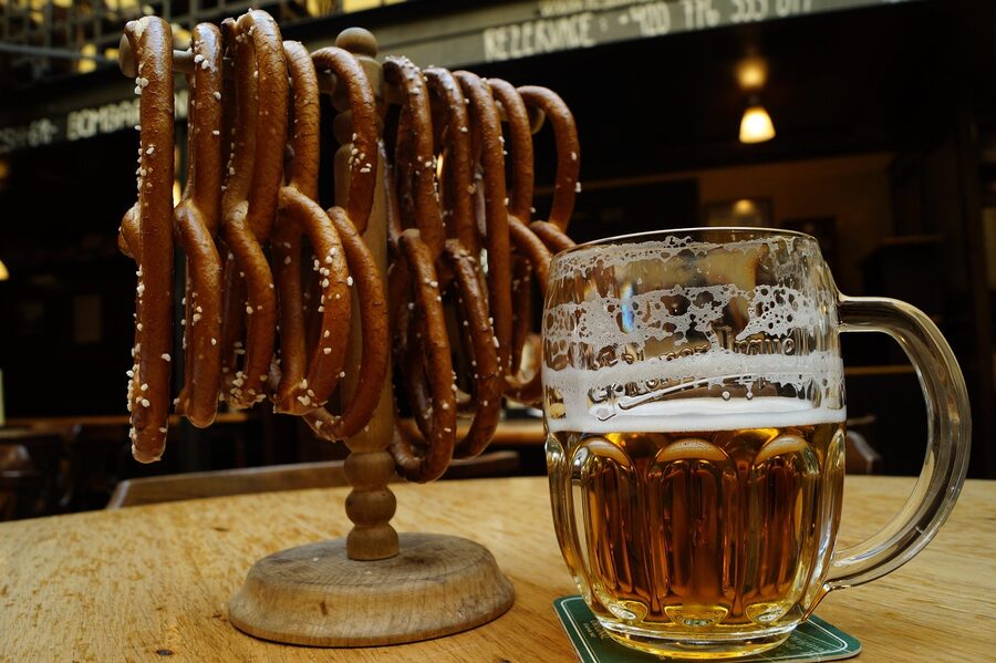 Pretzel platter at a Prague restaurant