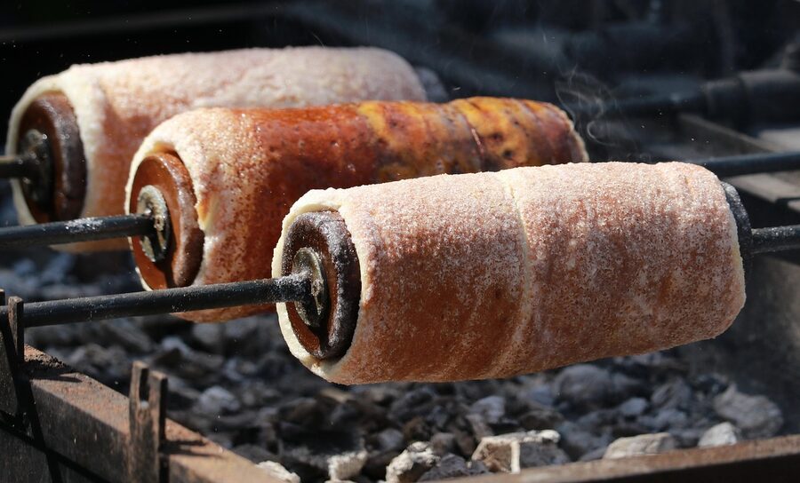 Trdelnik with cinnamon sugar at a Prague stand