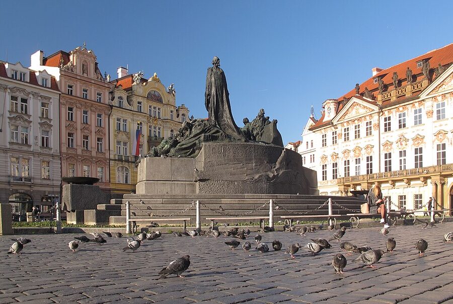 Jan Hus Memorial statue Prague Old Town Square