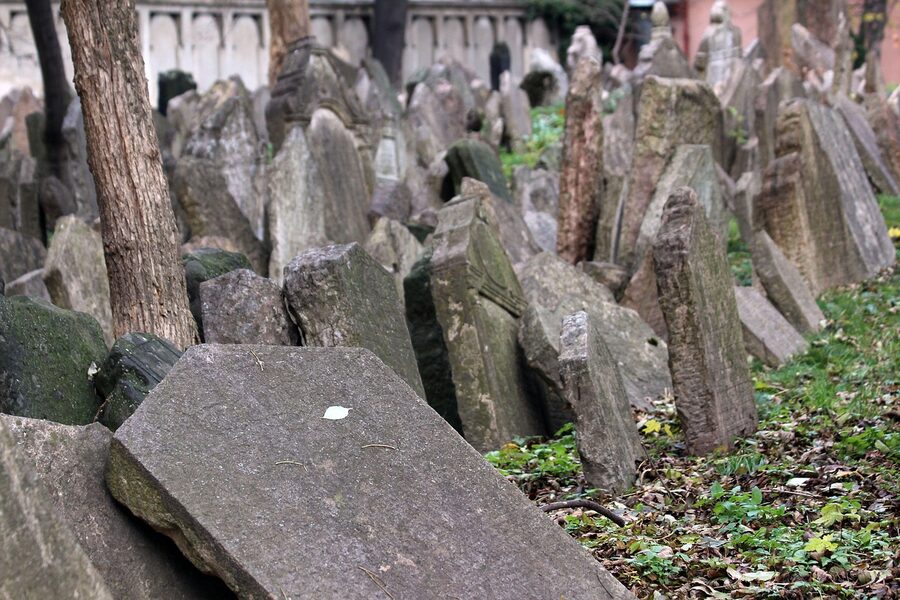 Hebrew tombstones at Prague's Old Jewish Cemetery
