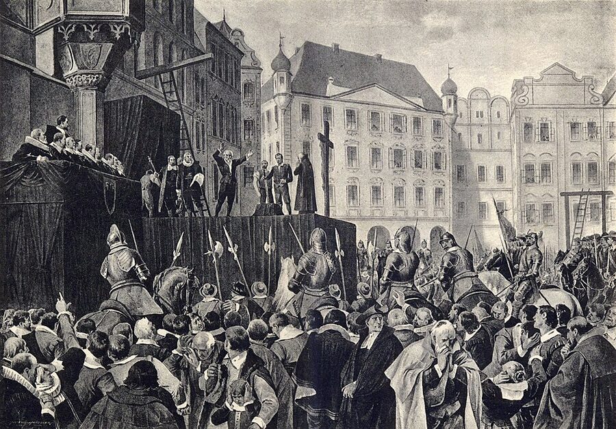 Vencelav Cerny 1893 painting of the Prague Old Town Square execution