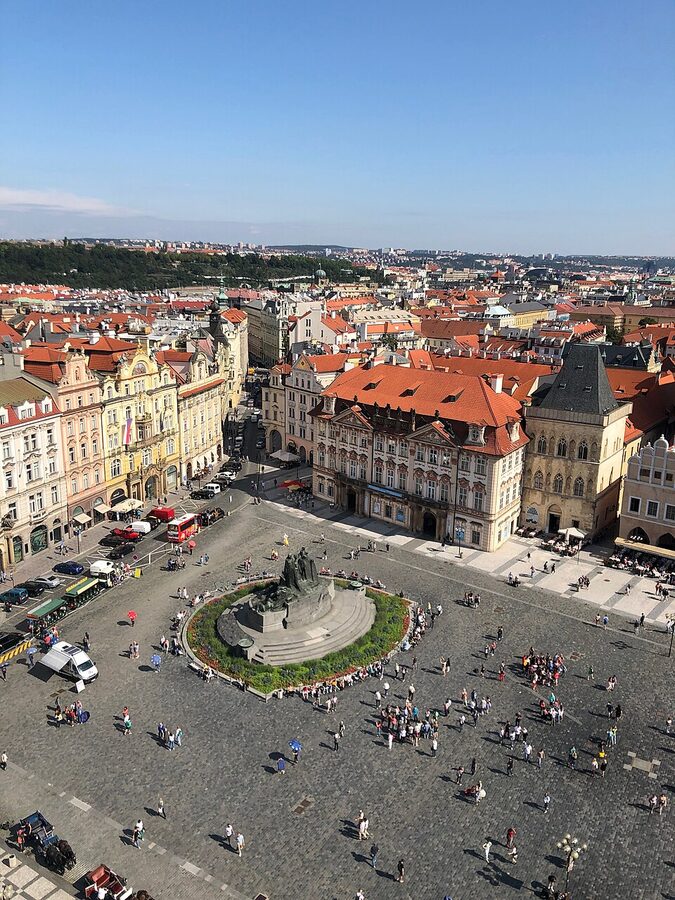View of Prague Old Town Square from the Old Town Hall Tower
