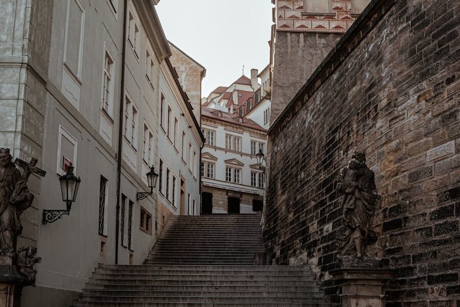 Historic stairway in Pragues Old Town