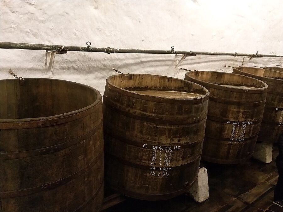 Chalk markings on Pilsner Urquell cellar wall recording beer batches